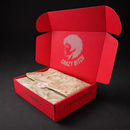 Red box with 'Crazy Bitch' text and 'Stuffed Boxes' branding on a black background
