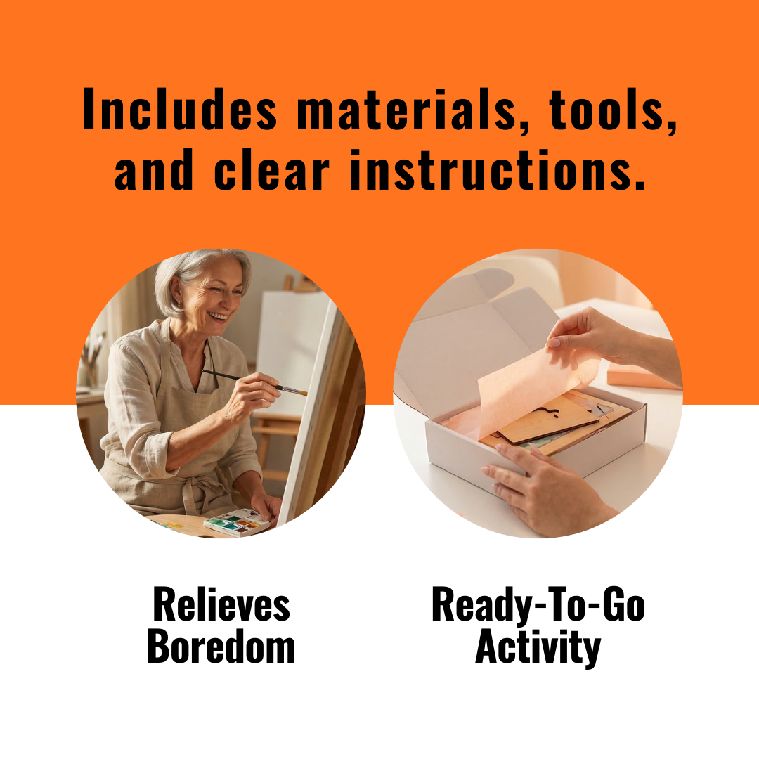 Includes materials, tools, and clear instructions. Relieves boredom!