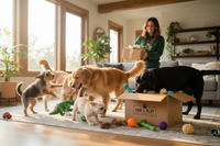 Multi-Dog Family Enjoying Box