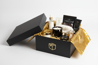 Partially opened box showing contents