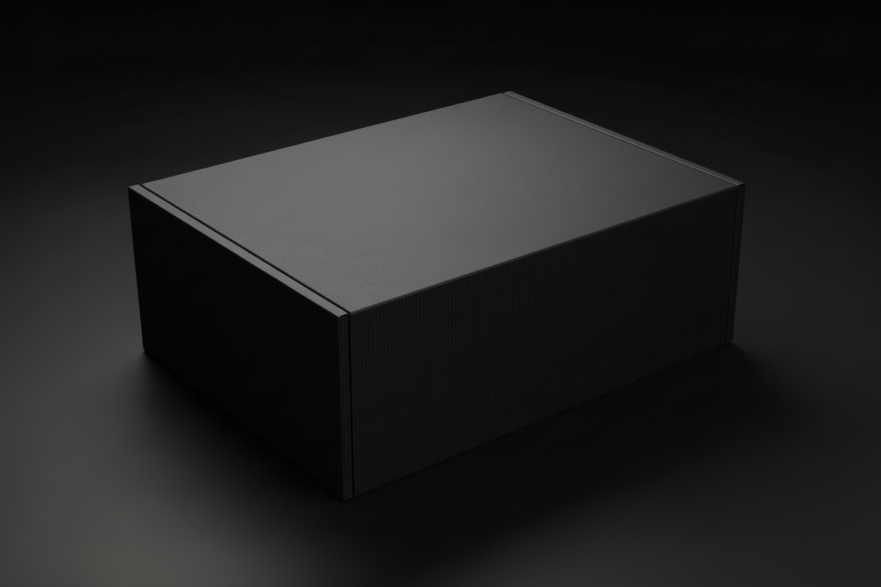 Plain black box with corrugated texture